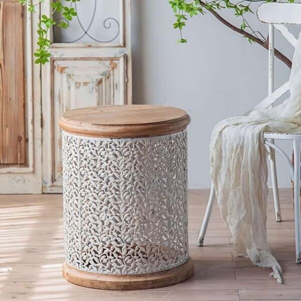 طاولة جانبية كلاسيك خشب و حديد