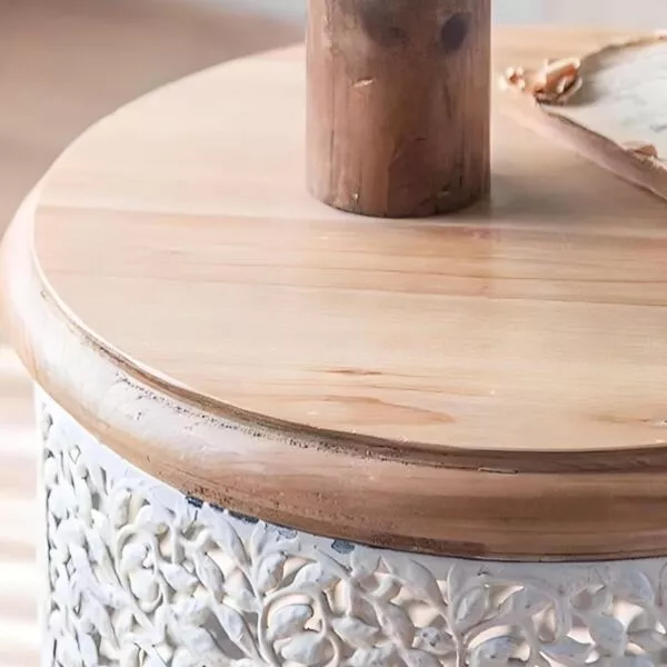 طاولة جانبية كلاسيك خشب و حديد