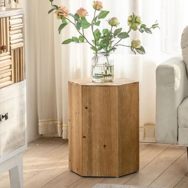 طاولة جانبية خشب سداسية