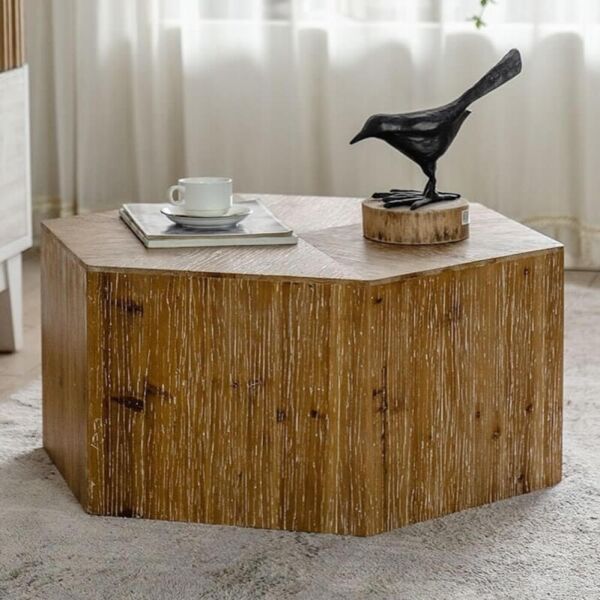 طاولة قهوة خشب سداسية