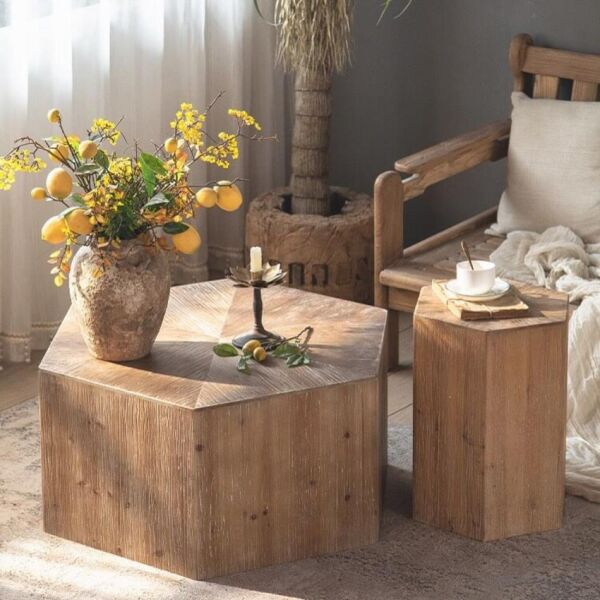 طاولة قهوة خشب سداسية