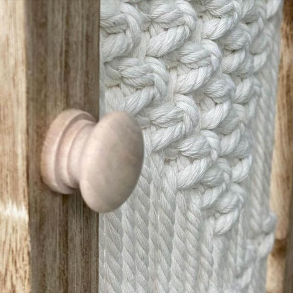 مرآه جدارية خشب وحبال مكرمية