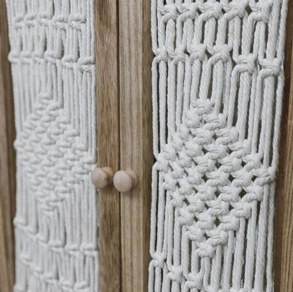 مرآه جدارية خشب وحبال مكرمية