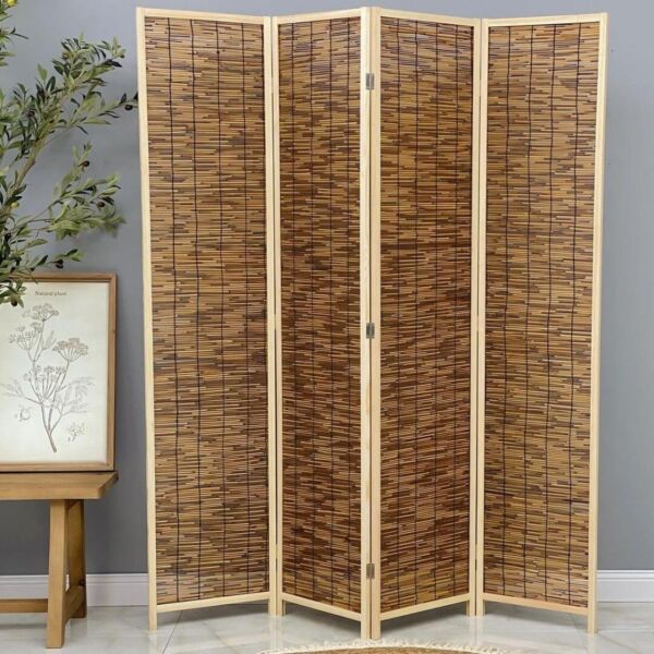 بارتشن قابل للطي خشب وراتان ساندرا