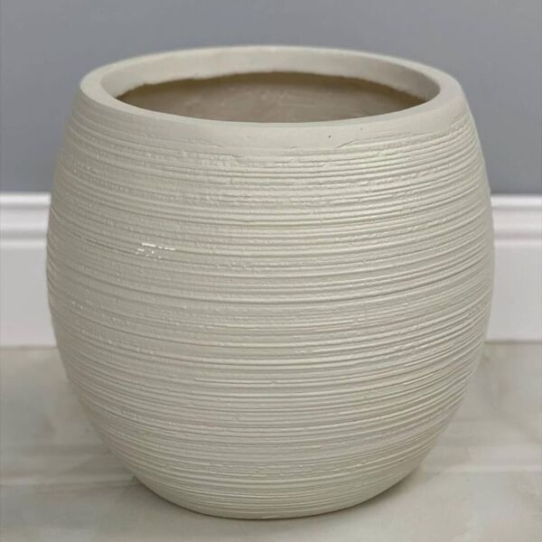 ‏مركن زرع فخار صغير - أبيض