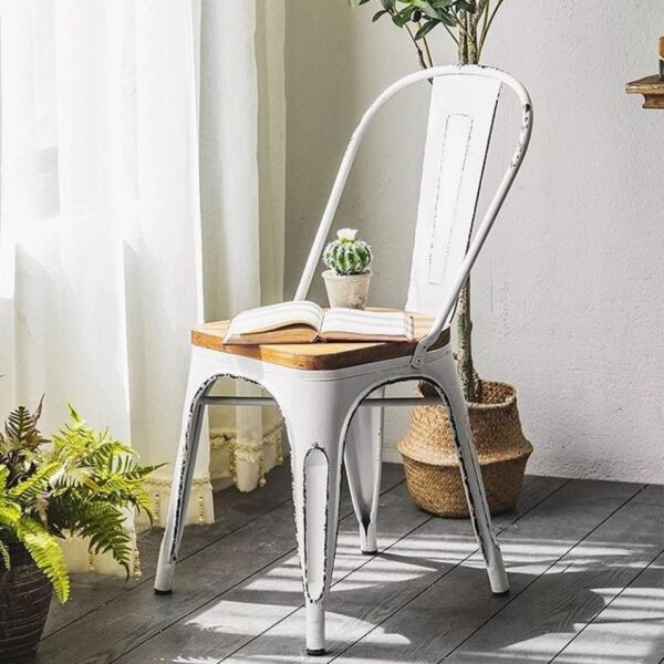 ‎كرسي طعام ميتالو - ابيض