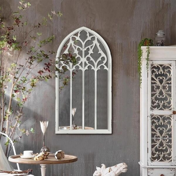 ‎مرآة جدارية خشب شباك - 80×45 سم