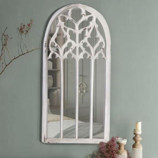 ‎مرآة جدارية خشب شباك - 80×45 سم