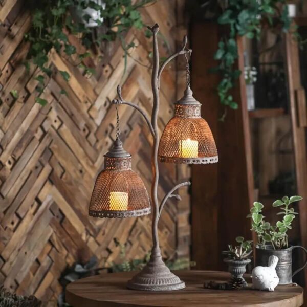 شمعدان حديد انتيك بابيار