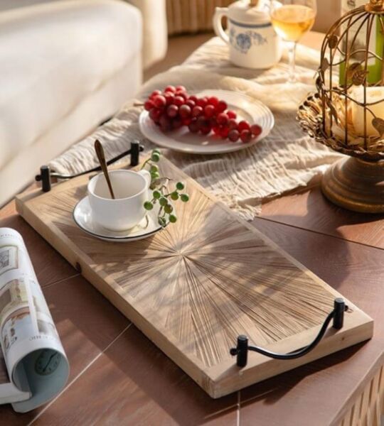 طقم صواني تقديم خشب قطعتين كورتن