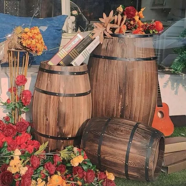 ديكور برميل خشب ريفي صغير وودال