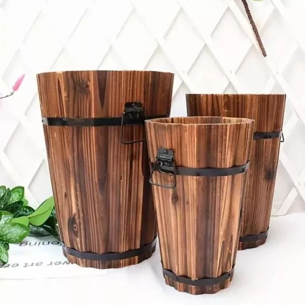 مركن زرع خشب 3 قطع بارتش