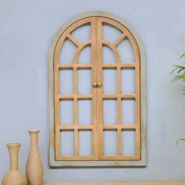 ديكور جداري شباك خشب سيلينا - ابيض