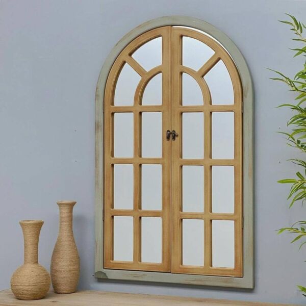 مرآة حائط قوس خشب سيلينا - ابيض