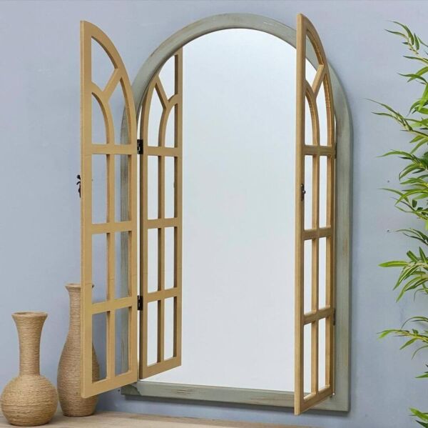 مرآة حائط قوس خشب سيلينا - ابيض