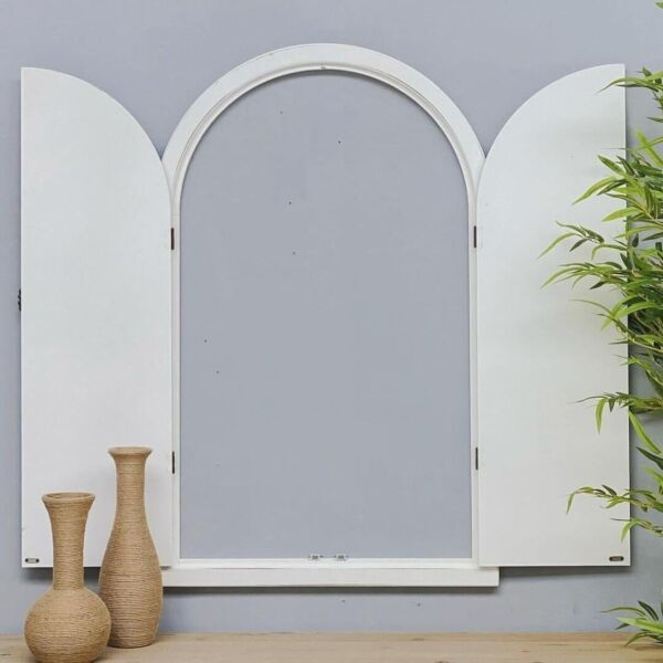ديكور شباك قوس خشب سيلينا - ابيض