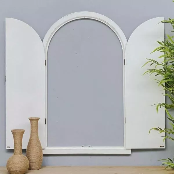 ديكور شباك قوس خشب سيلينا - ابيض