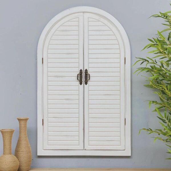 ديكور شباك قوس خشب سيلينا - ابيض