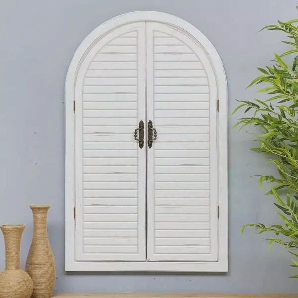 ديكور شباك قوس خشب سيلينا - ابيض
