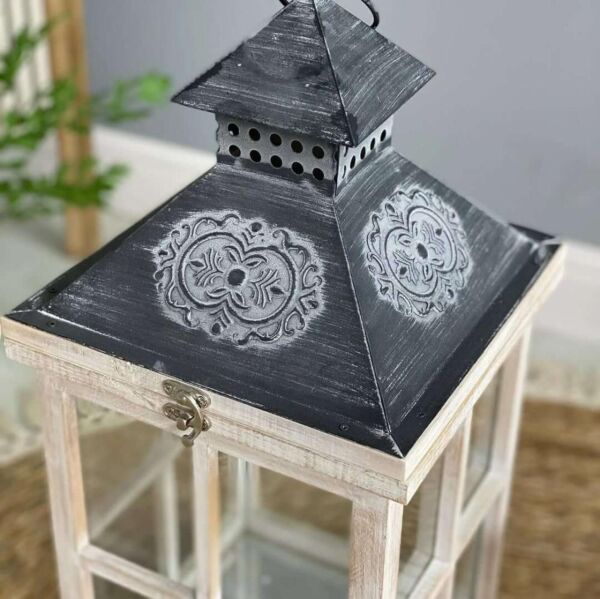 ديكور فانوس خشب لانجين - ابيض