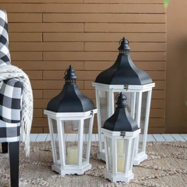 طقم فانوس 3 قطع خشبي ناشيدا