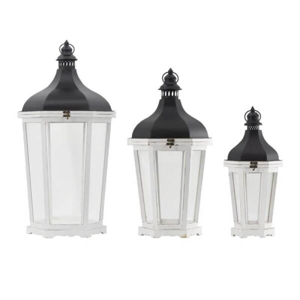 طقم فانوس 3 قطع خشبي ناشيدا