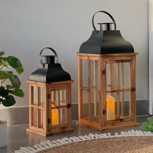 فانوس خشبي 2 قطعة مونتال