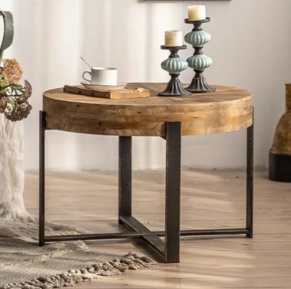 طاولة جانبية سطح خشب ايزي-بني واسود