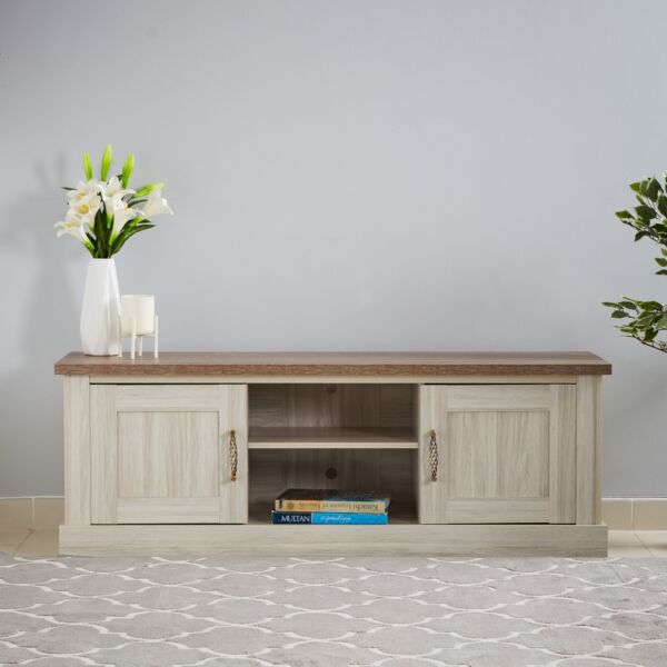 طاولة تلفزيون منخفضة حتى 65 بوصة ببابين من أنجيليك