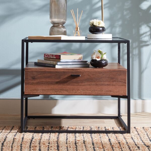 طاولة جانبية بسطح زجاج ران من روبي