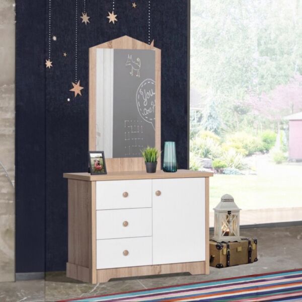 طاولة تزيين للأطفال بباب واحد و3 أدراج دون مرآة - ماي هاوس