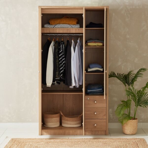 دولاب ملابس 3 أبواب بمرآة و3 أدراج من نورديكا