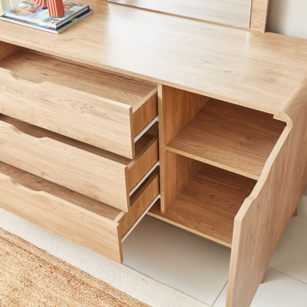 طاولة تزيين كبيرة بباب واحد و3 أدراج بدون مرآة - نورديكا