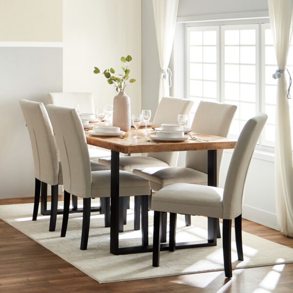 طاولة طعام 6 مقاعد من الخشب الصلب من فلوريا