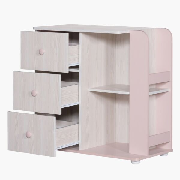 طاولة تزيين بأرفف مفتوحة بثلاثة أدراج دون مرآة - آنا