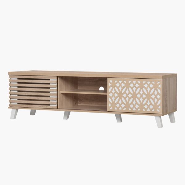 طاولة تلفزيون بباب انزلاقي للأجهزة حتى 70 بوصة من كلاسيك