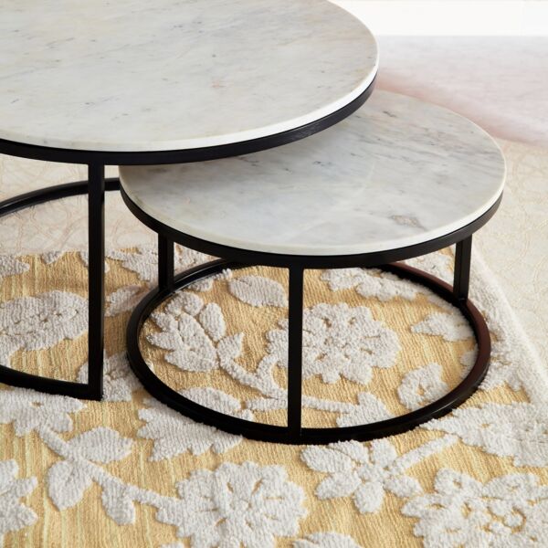 طقم طاولات قهوة مستديرة بسطح رخام - هارفي