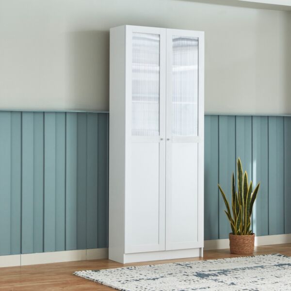 وحدة تخزين - خزانة كتب متعددة الاستخدامات بـ 6 مستويات وأبواب أكريليك ولوح من فرانكفورت