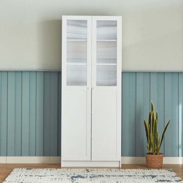 وحدة تخزين - خزانة كتب متعددة الاستخدامات بـ 6 مستويات وأبواب أكريليك ولوح من فرانكفورت