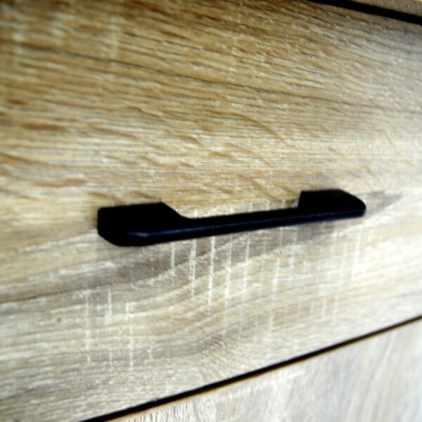 طاولة تزيين طويلة بباب واحد ودرج ومرآة ومقعد من أواسيس