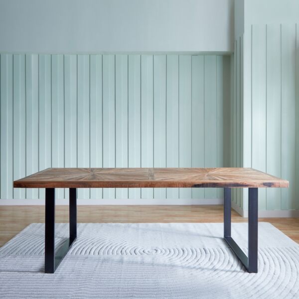 طاولة طعام 8 مقاعد من الخشب الصلب من فلوريا