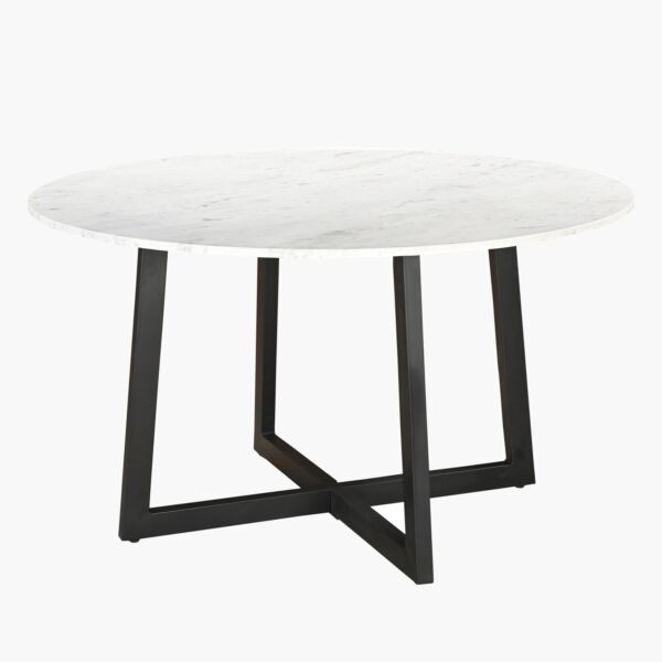 طاولة طعام مستديرة بسطح رخام ل 6 مقاعد من بلاك