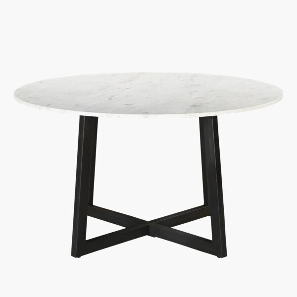 طاولة طعام مستديرة بسطح رخام ل 6 مقاعد من بلاك