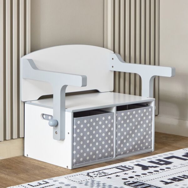 وحدة تخزين ألعاب الأطفال قابلة للتحويل مع مقعد بنش فانيليا