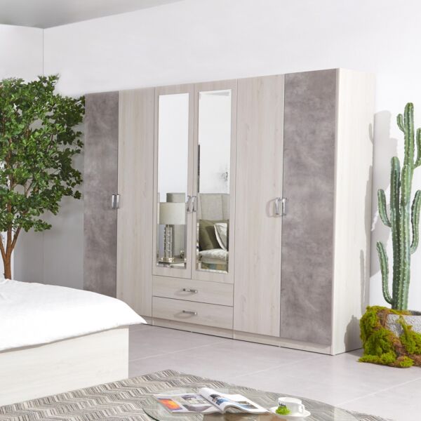 دولاب ملابس - 6 أبواب بمرآة من ألينا