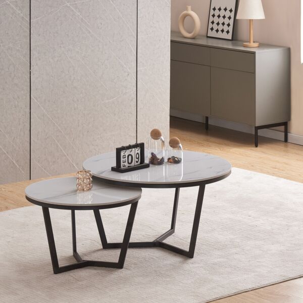 طقم طاولة قهوة من الحجر الملبد قطعتين من بيرث