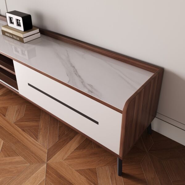 طاولة تلفزيون من الحجر الملبد للأجهزة حتى 75 بوصة من مودواي