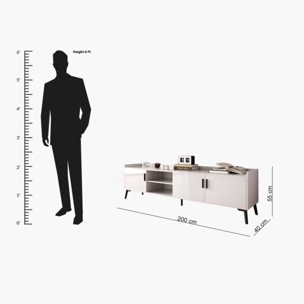 طاولة تلفزيون 200 سم سطح حجر ملبد 75 بوصة مارويل