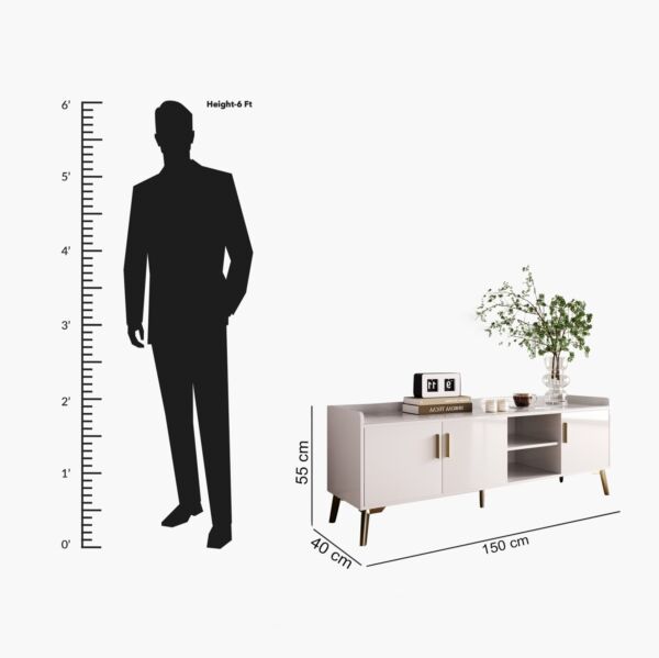 طاولة تلفزيون 150 سم حجر ملبد 65 بوصة بيرل