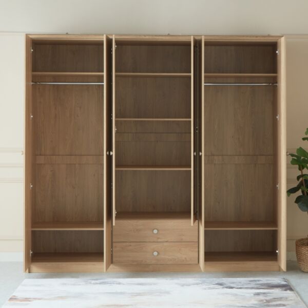 خزانة ملابس 6 أبواب بمرآة و 2 أدراج - نورديكا